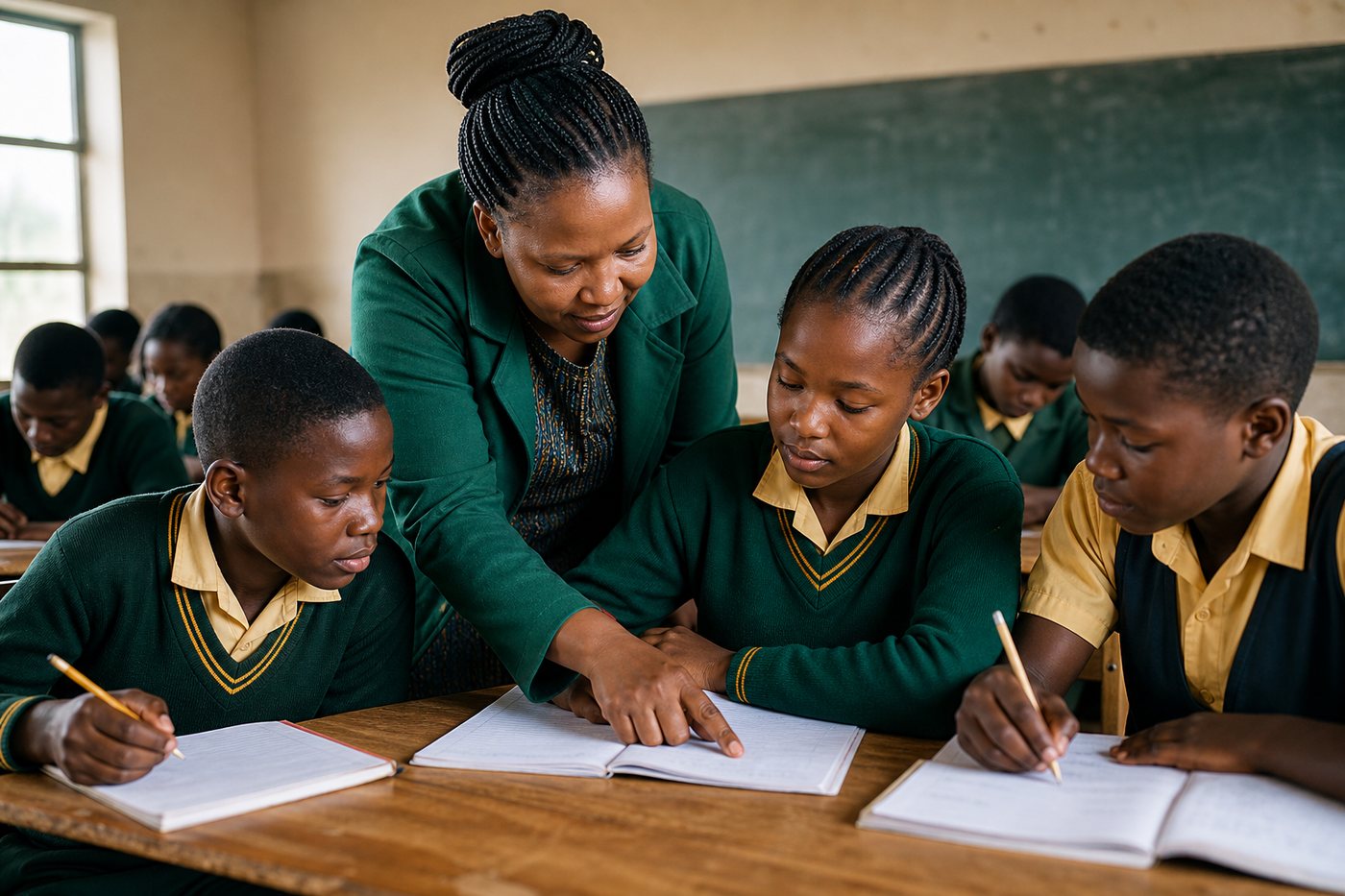 African learners participating in a classroom