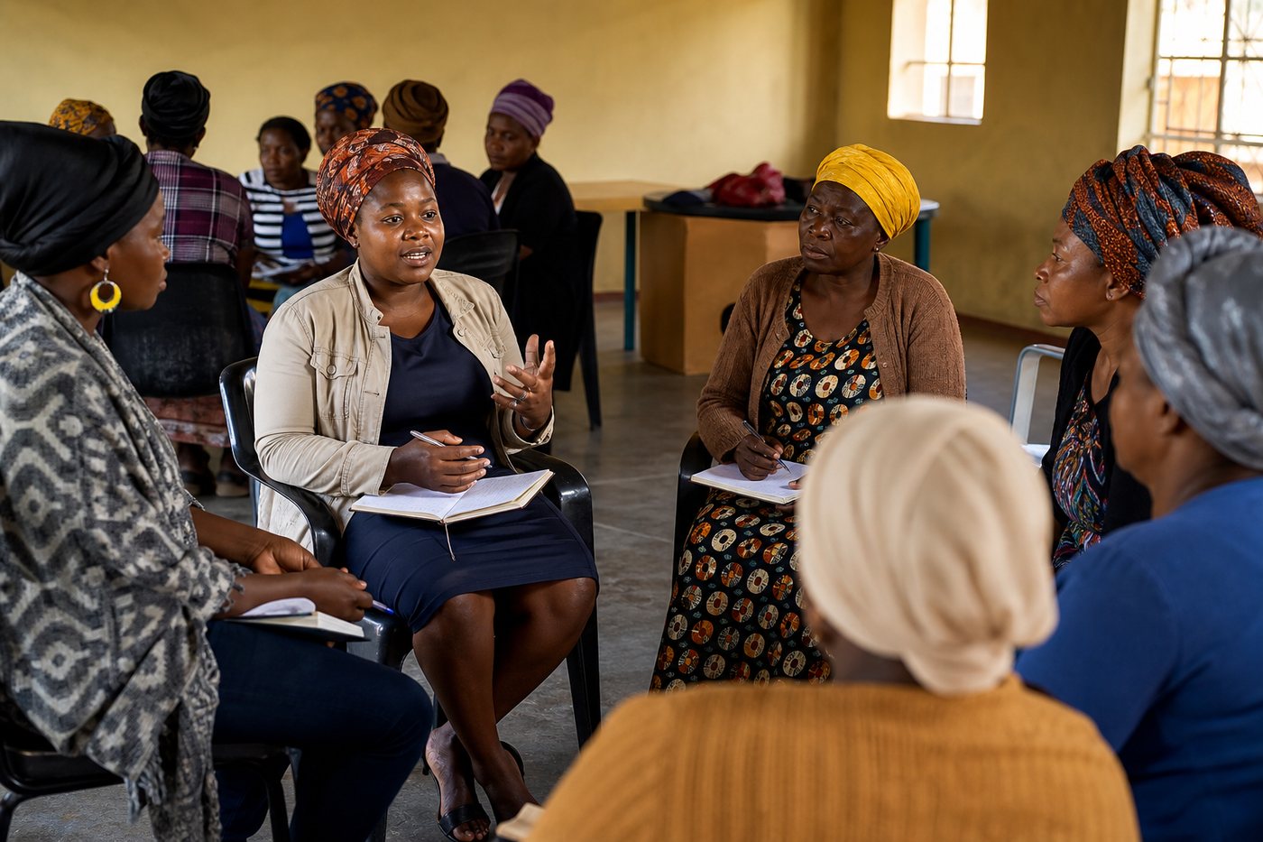 African women leading a community skills discussion